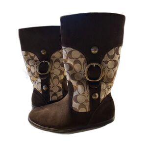 Coach Meyer Signature Brown Suede Boots Sz 6.5